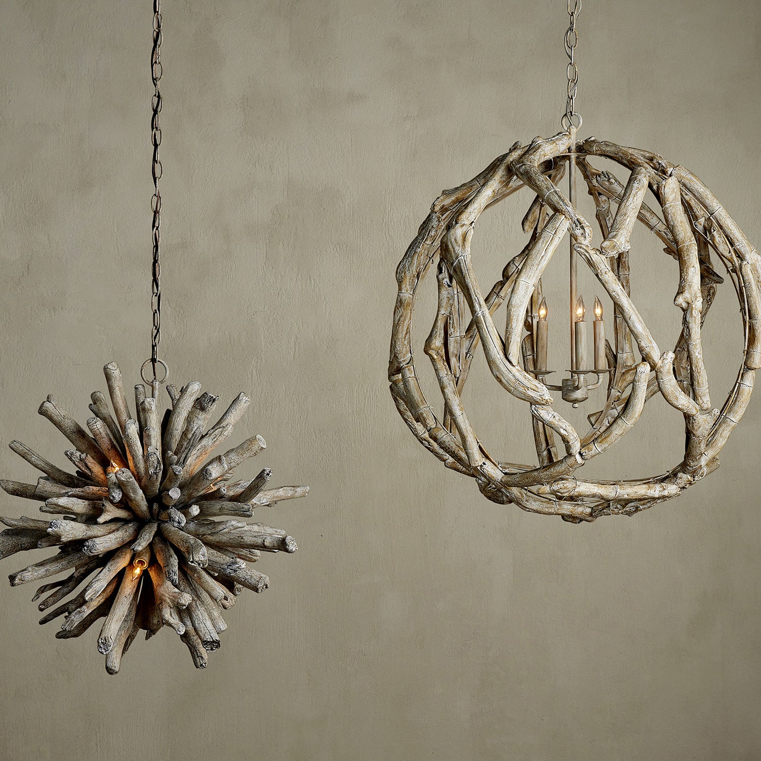 Currey & Co Driftwood Orb Chandelier