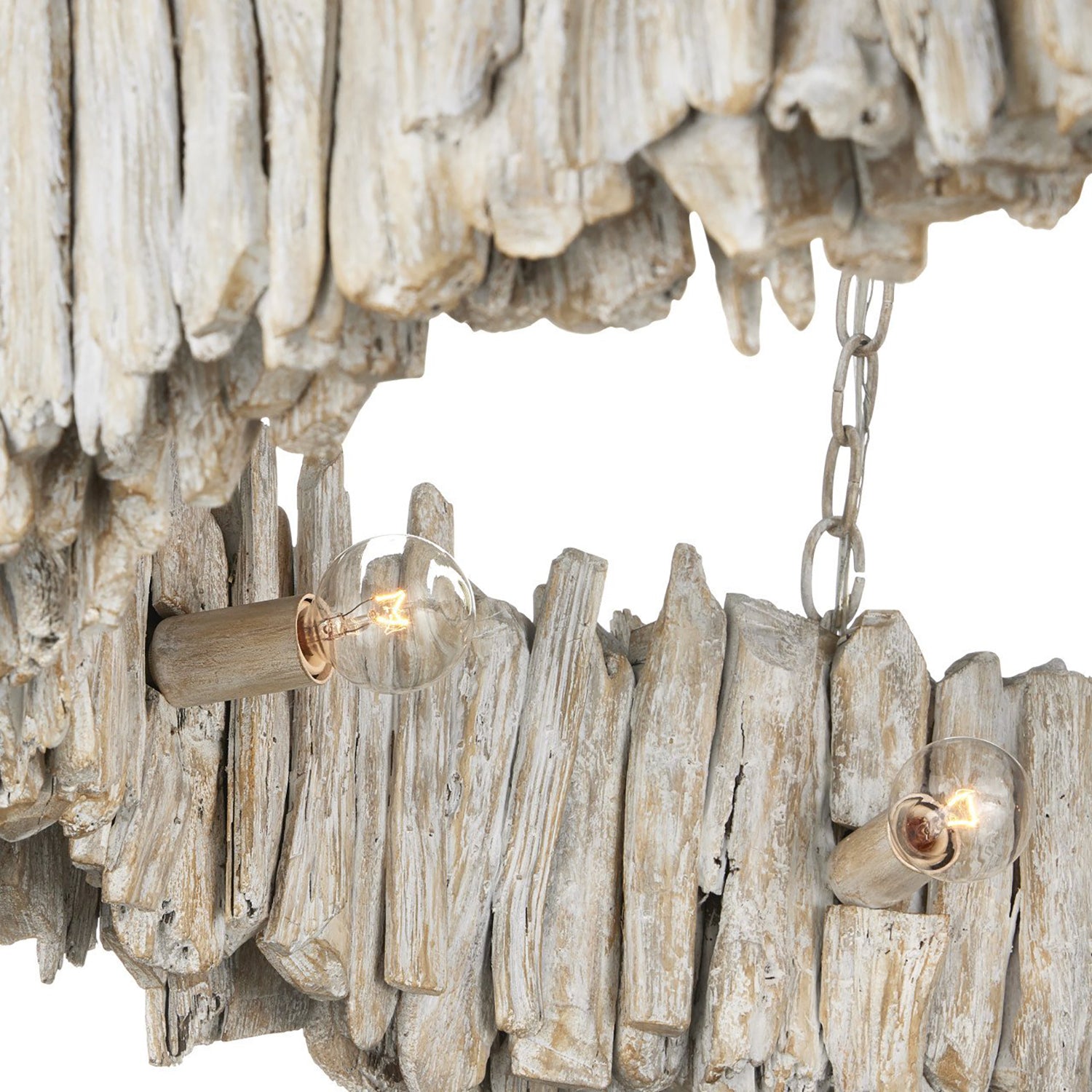 Currey & Co Driftwood Whitewash Ring Chandelier