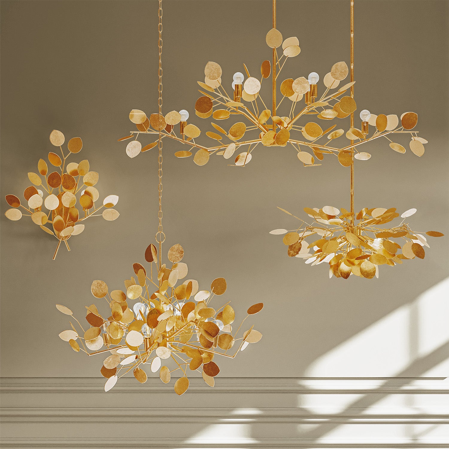 Currey & Co Lunaria Small Gold Chandelier