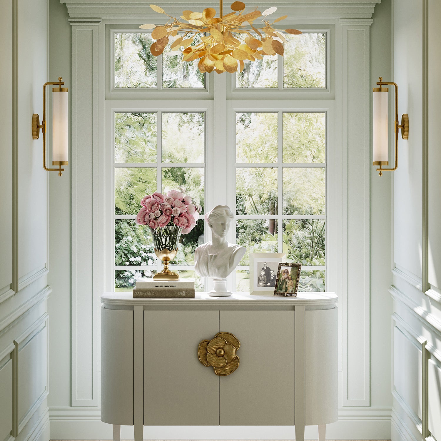 Currey & Co Lunaria Small Gold Chandelier