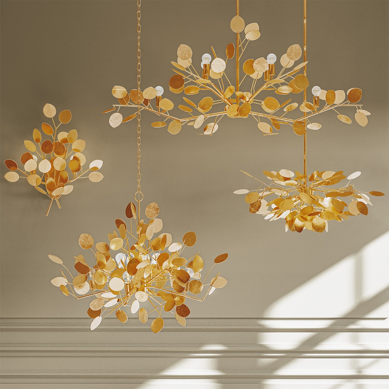 Currey & Co Lunaria Large Gold Chandelier