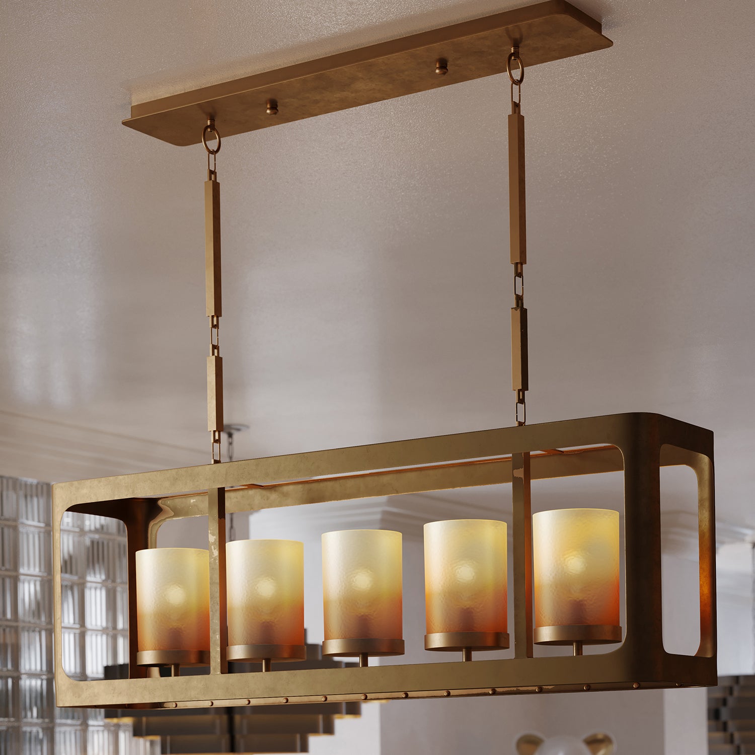Currey & Co Tenebroso Rectangular Chandelier
