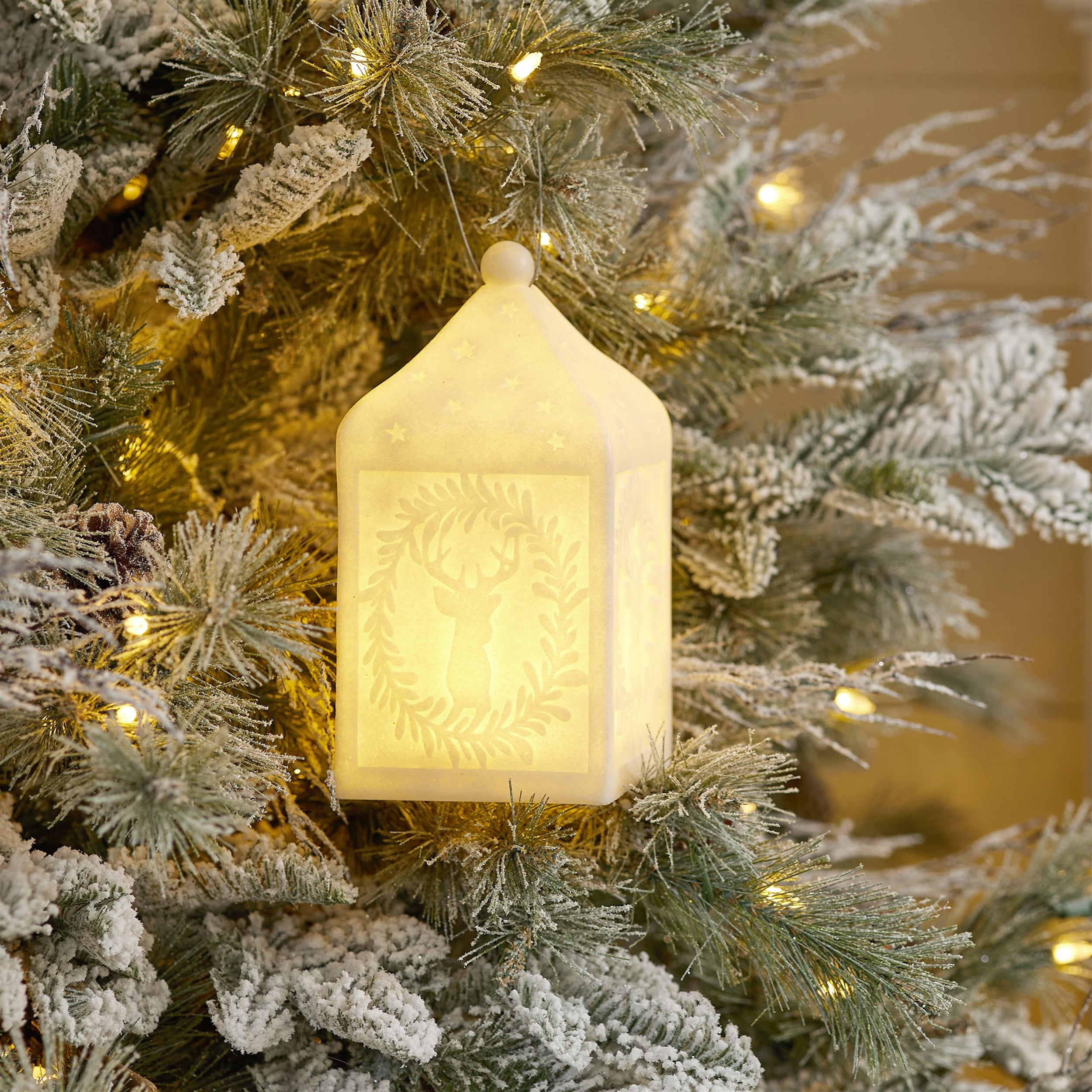 Holiday Deer Pendant Lantern Ornament