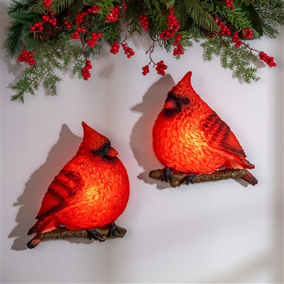 LED Cardinal Bird Wall Hanging Set of 2