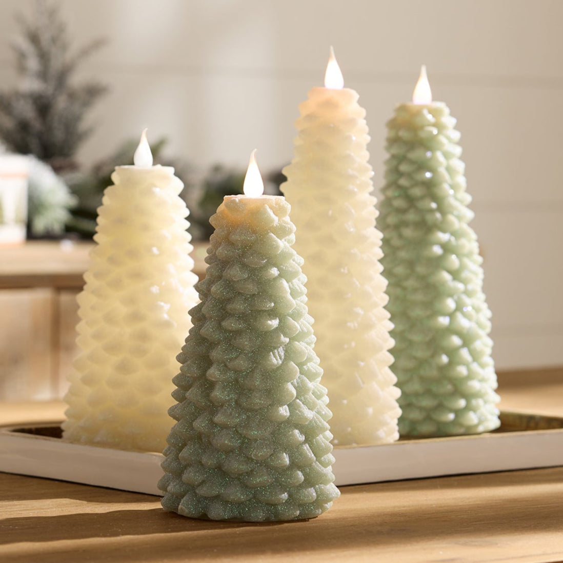Glittered Pine Tree Candle