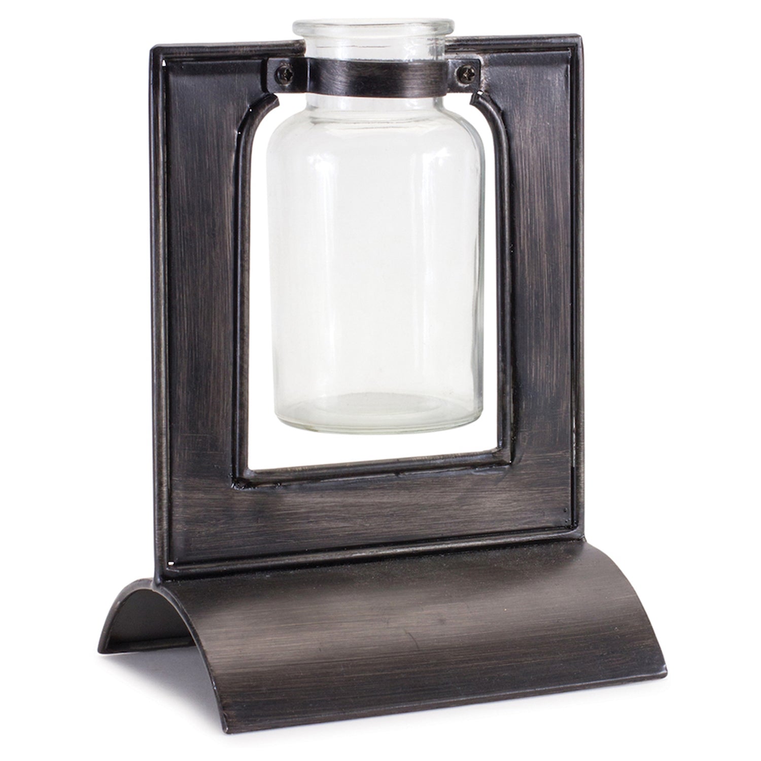 Glass Bottle Vase in Metal Holder