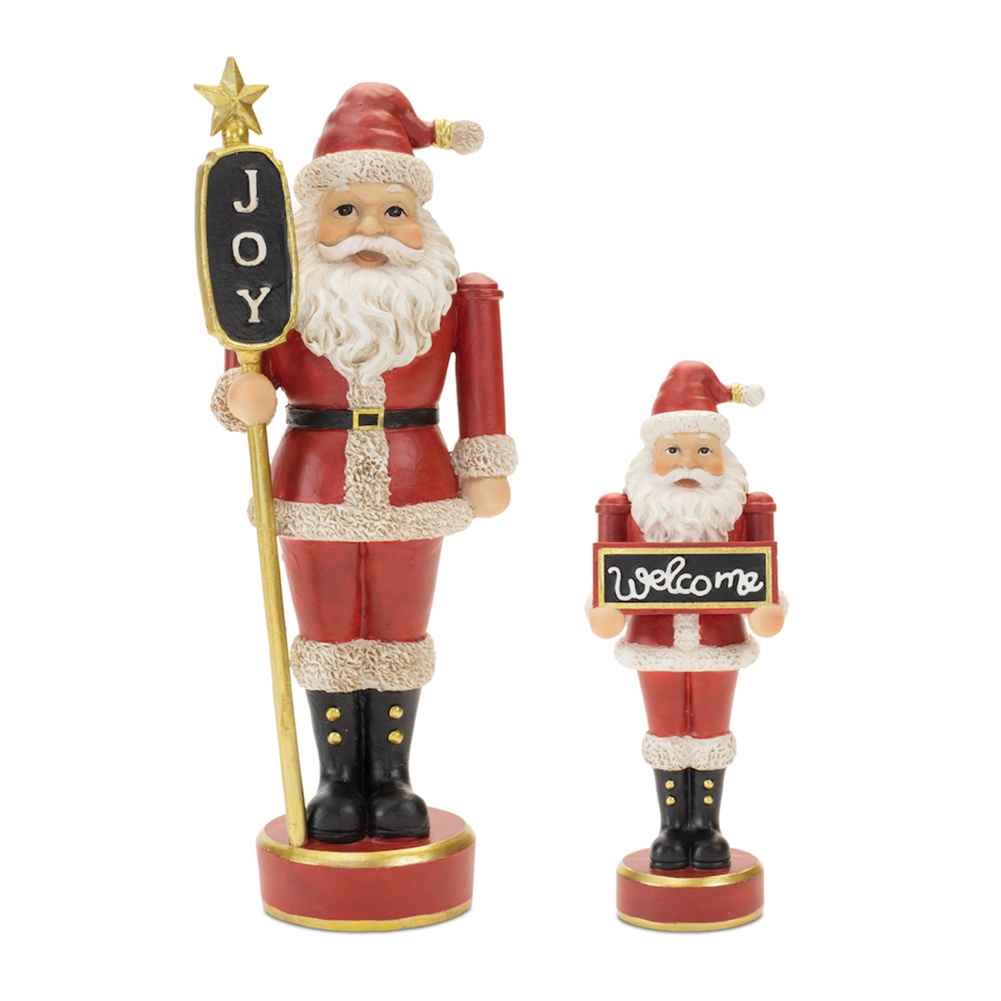Santa and Nutcracker Sculpture Set of 2