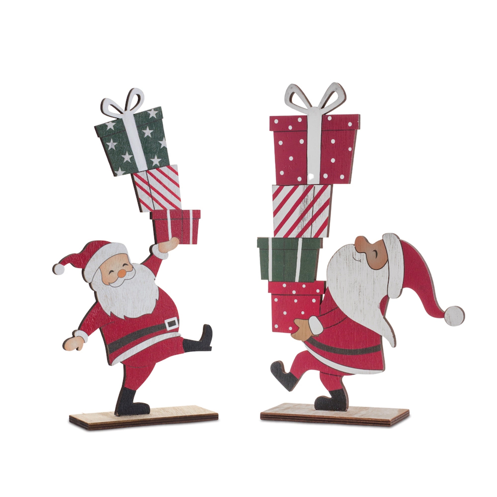 Santa with Presents Sculpture Set of 2