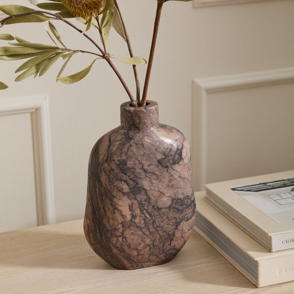 Romare Vase, a brown natural stone home decor accent
