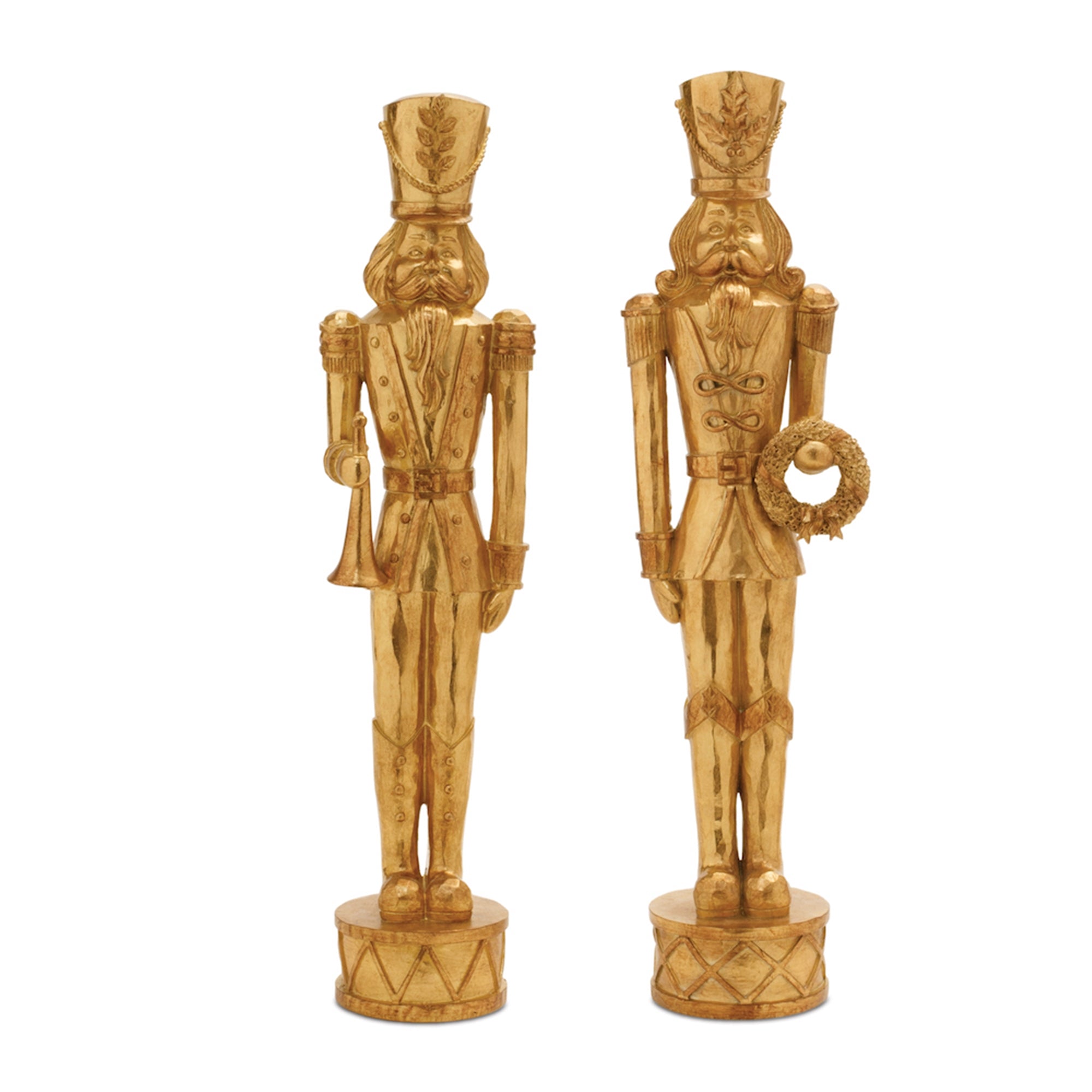 Gold Holiday Nutcracker Statue Set of 2