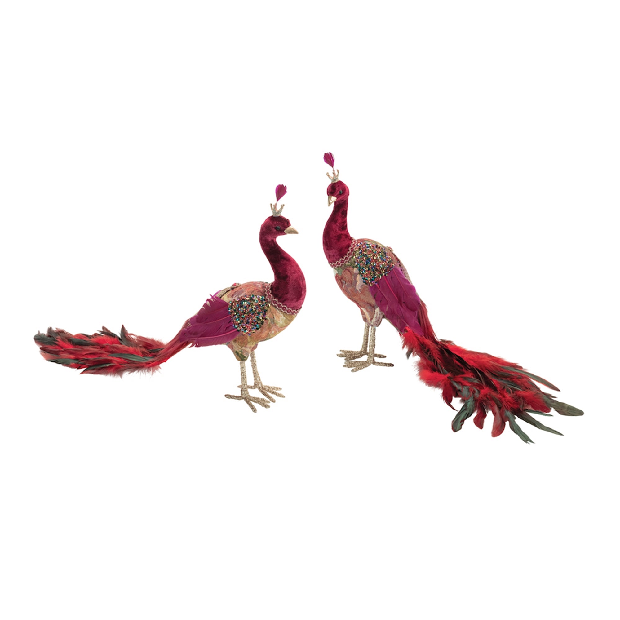 Beaded Royal Peacock Shelf Sitter Set of 2