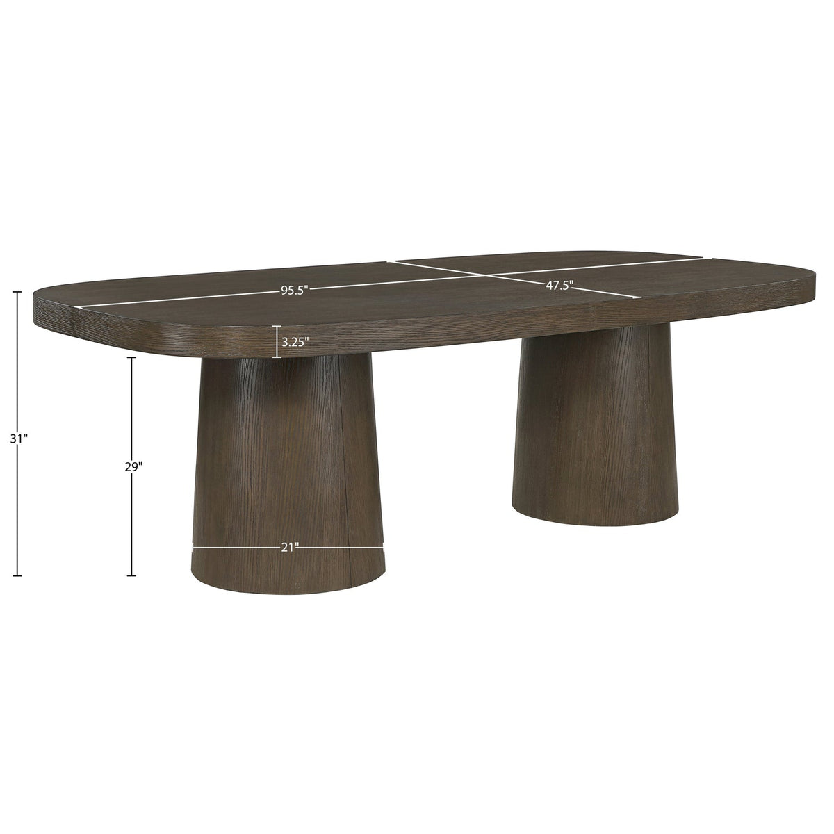 Woodhaven 95.5in Brown Solid Wood And Oak Veneer Dining Table