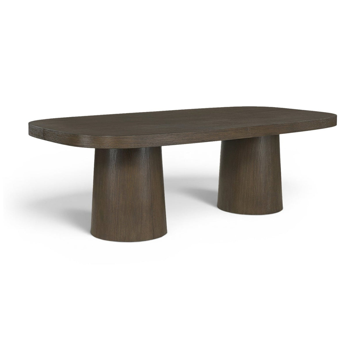 Woodhaven 95.5" Brown Solid Wood And Oak Veneer Dining Table in dark brown finish, primary product view