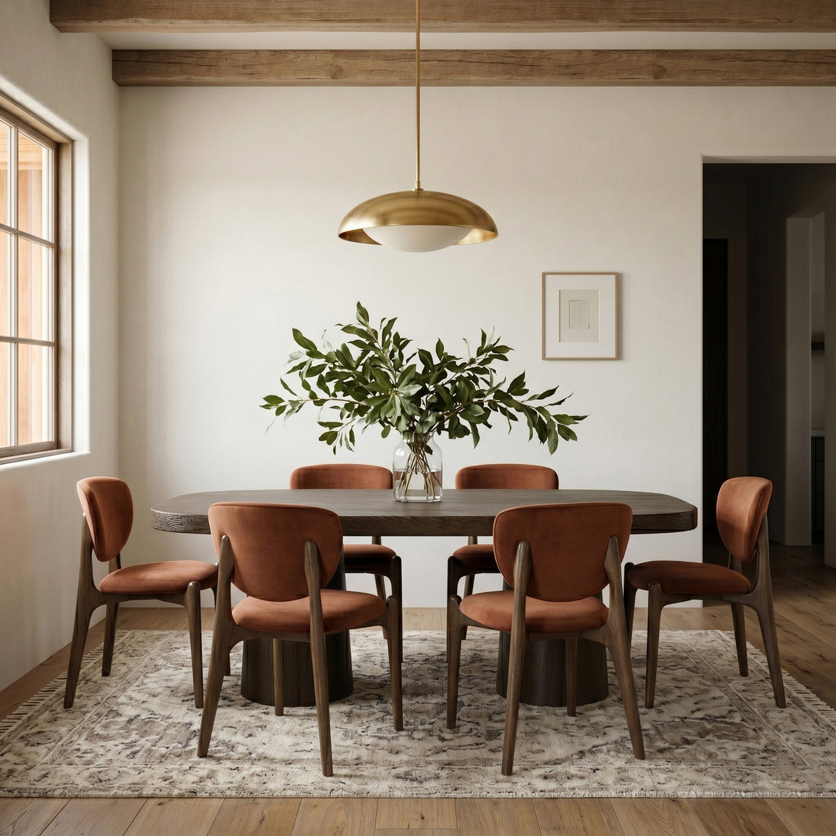 Woodhaven 95.5in Brown Solid Wood And Oak Veneer Dining Table