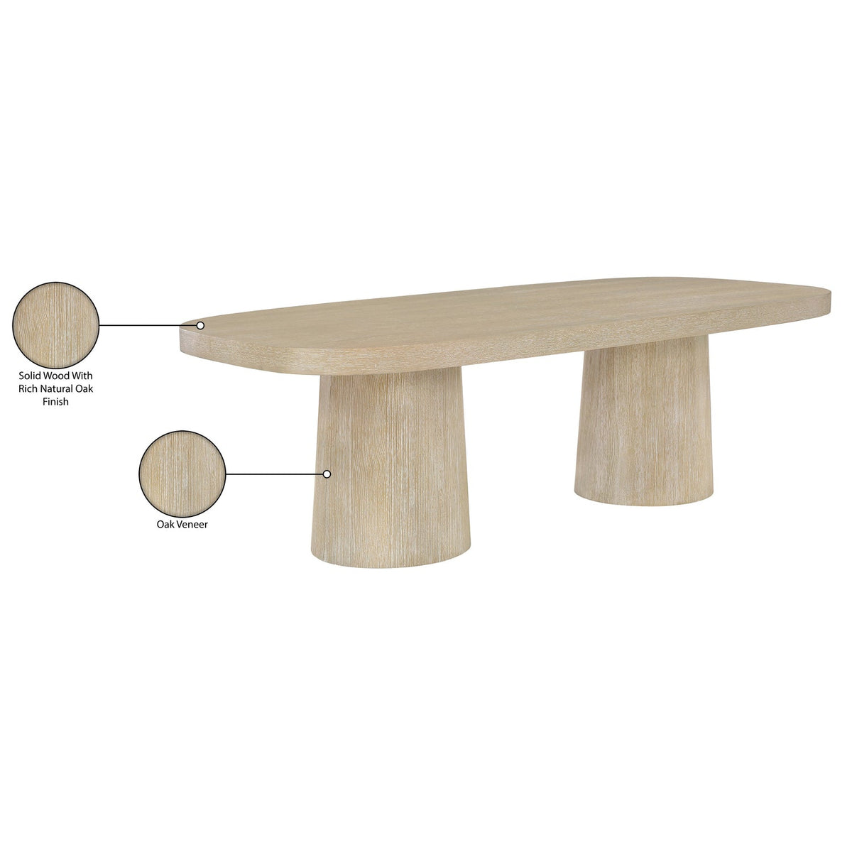 Woodhaven 95.5in Natural Solid Wood And Oak Veneer Dining Table