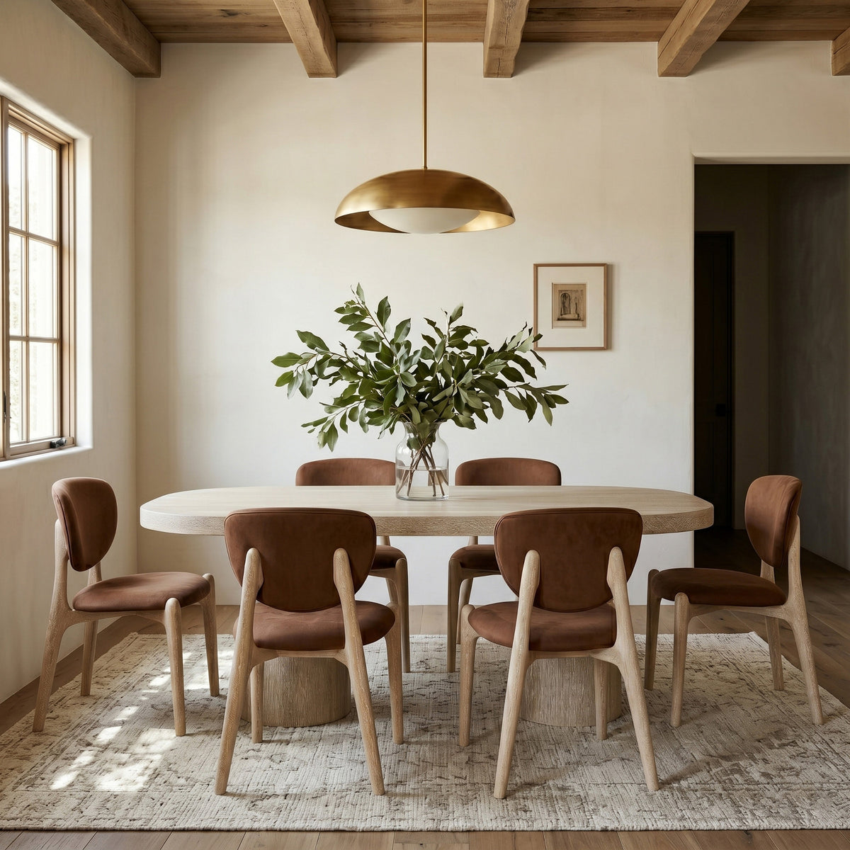 Woodhaven 95.5in Natural Solid Wood And Oak Veneer Dining Table
