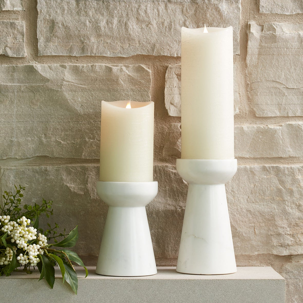 Modern Marble Candle Holder Set of 2