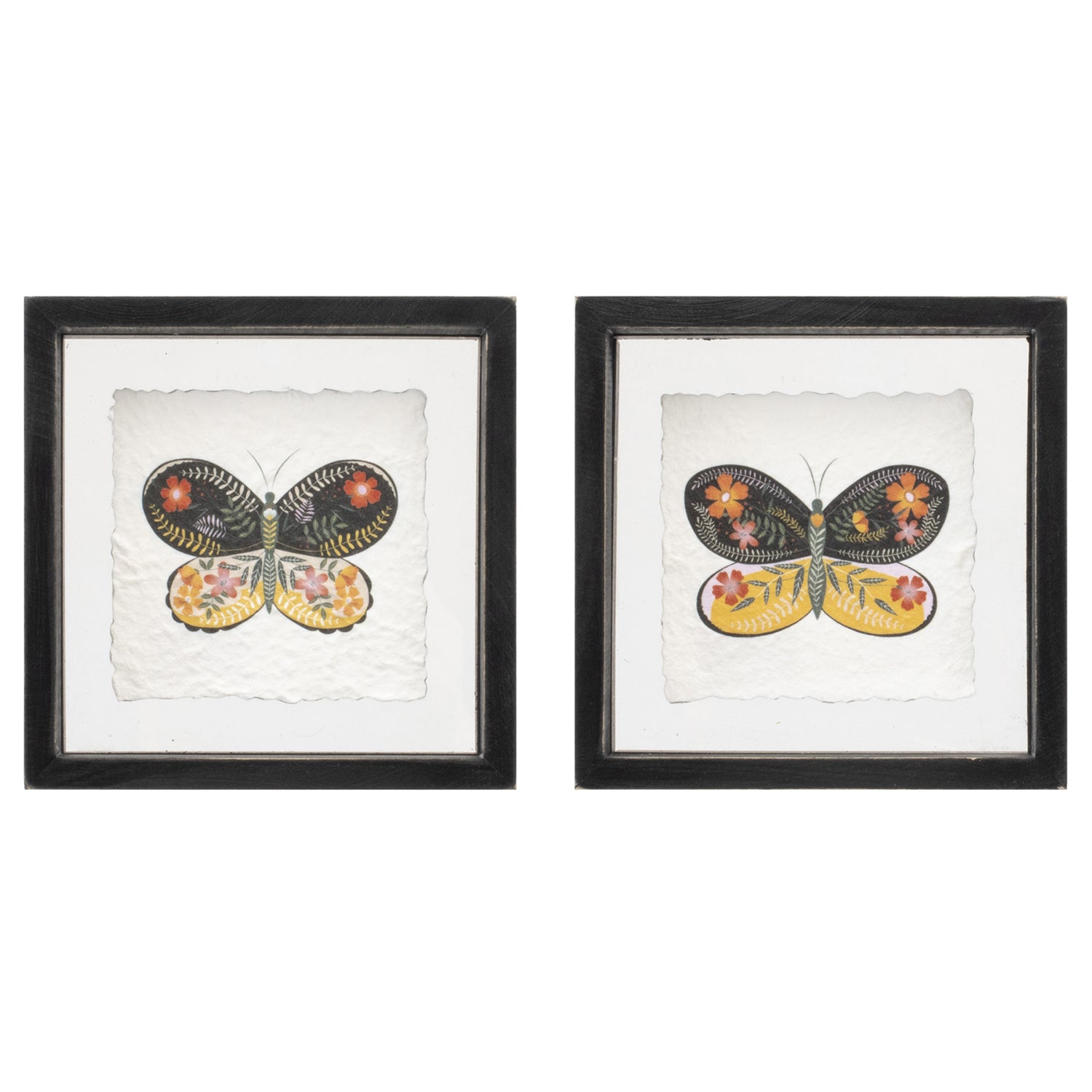 Framed Butterfly Block Set of 2