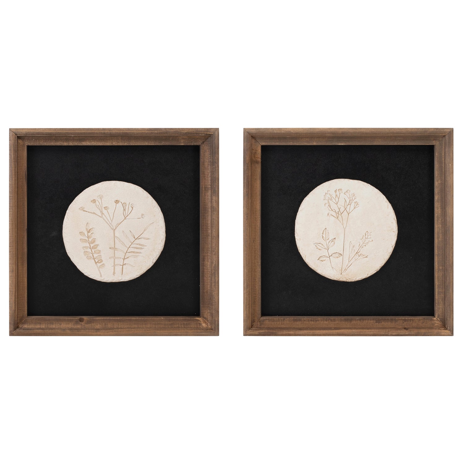 Wood Framed Floral Plaque Set of 2
