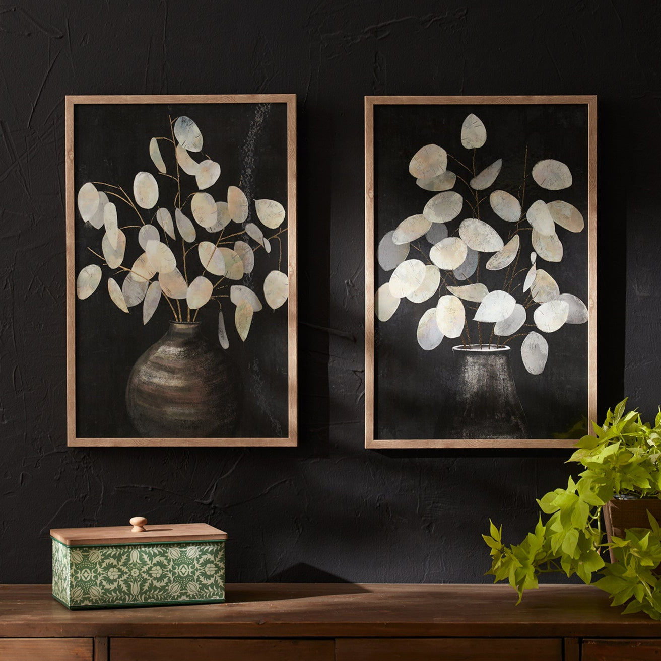Beige Eucalyptus Print Set of 2