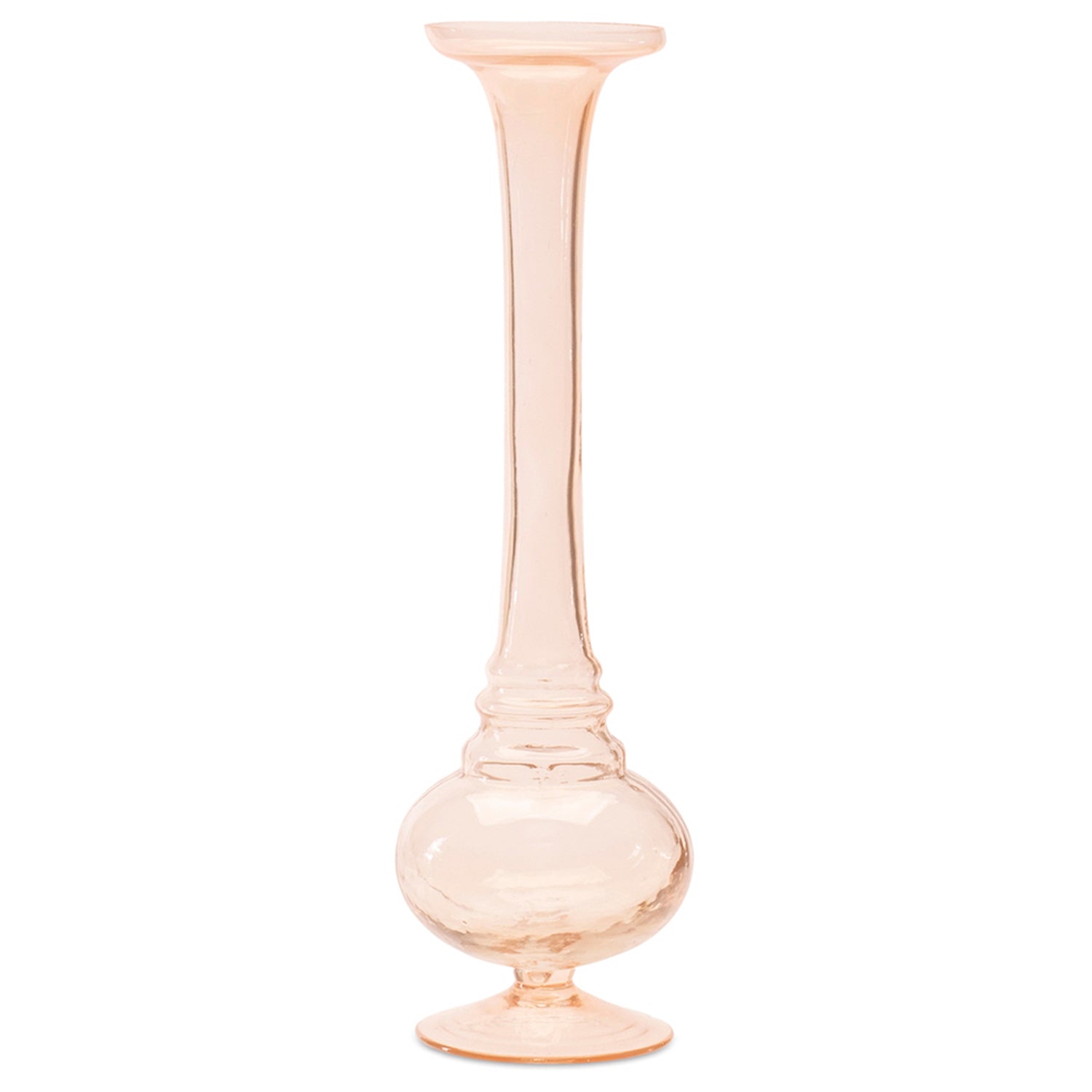 Pink Glass Stem Vase Set of 2