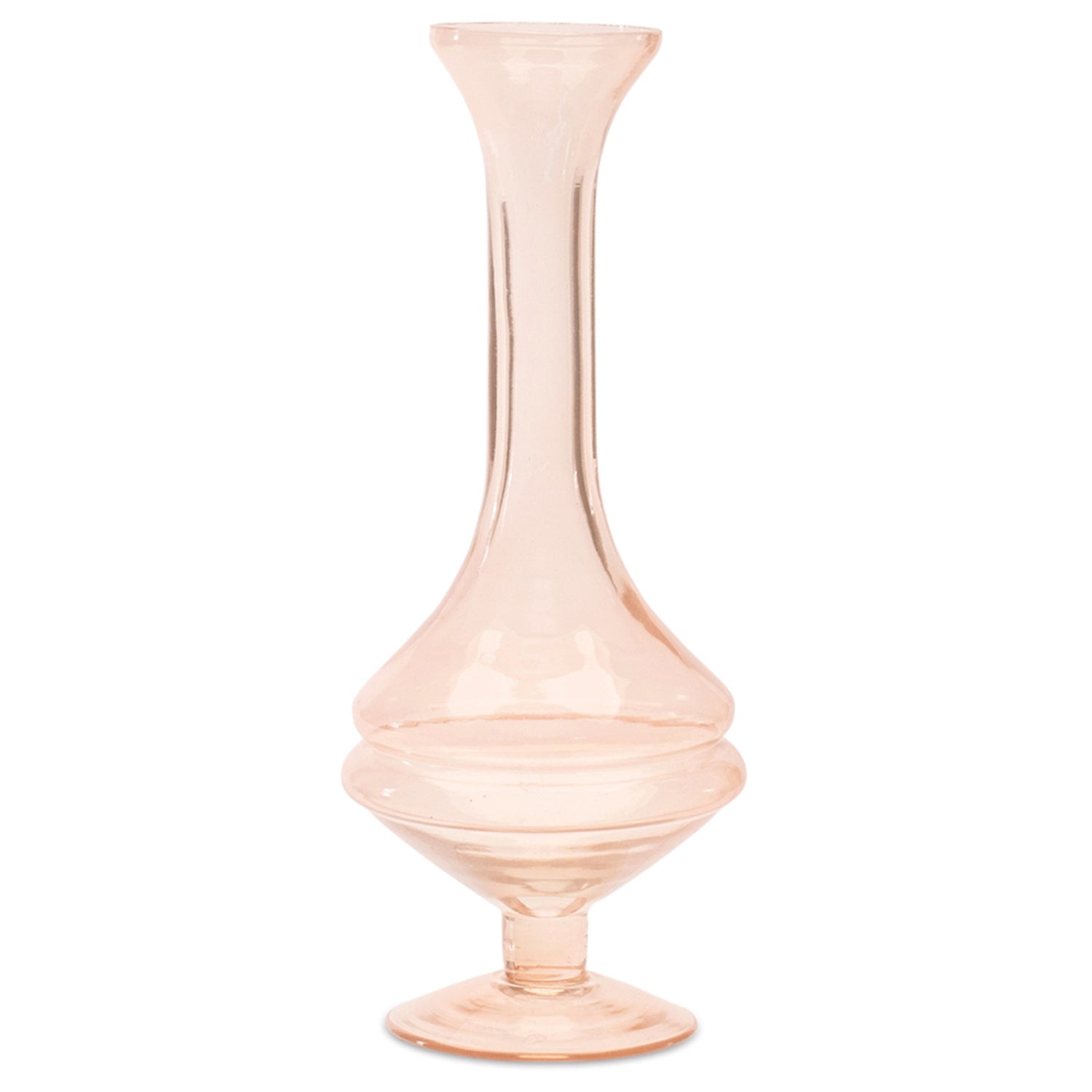 Pink Glass Stem Vase Set of 2