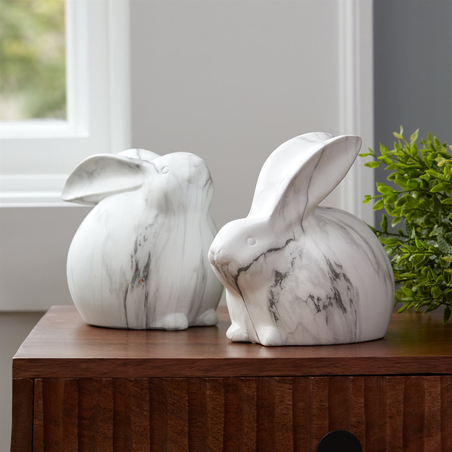 Marble Design Rabbit Shelf Sitter Set of 2