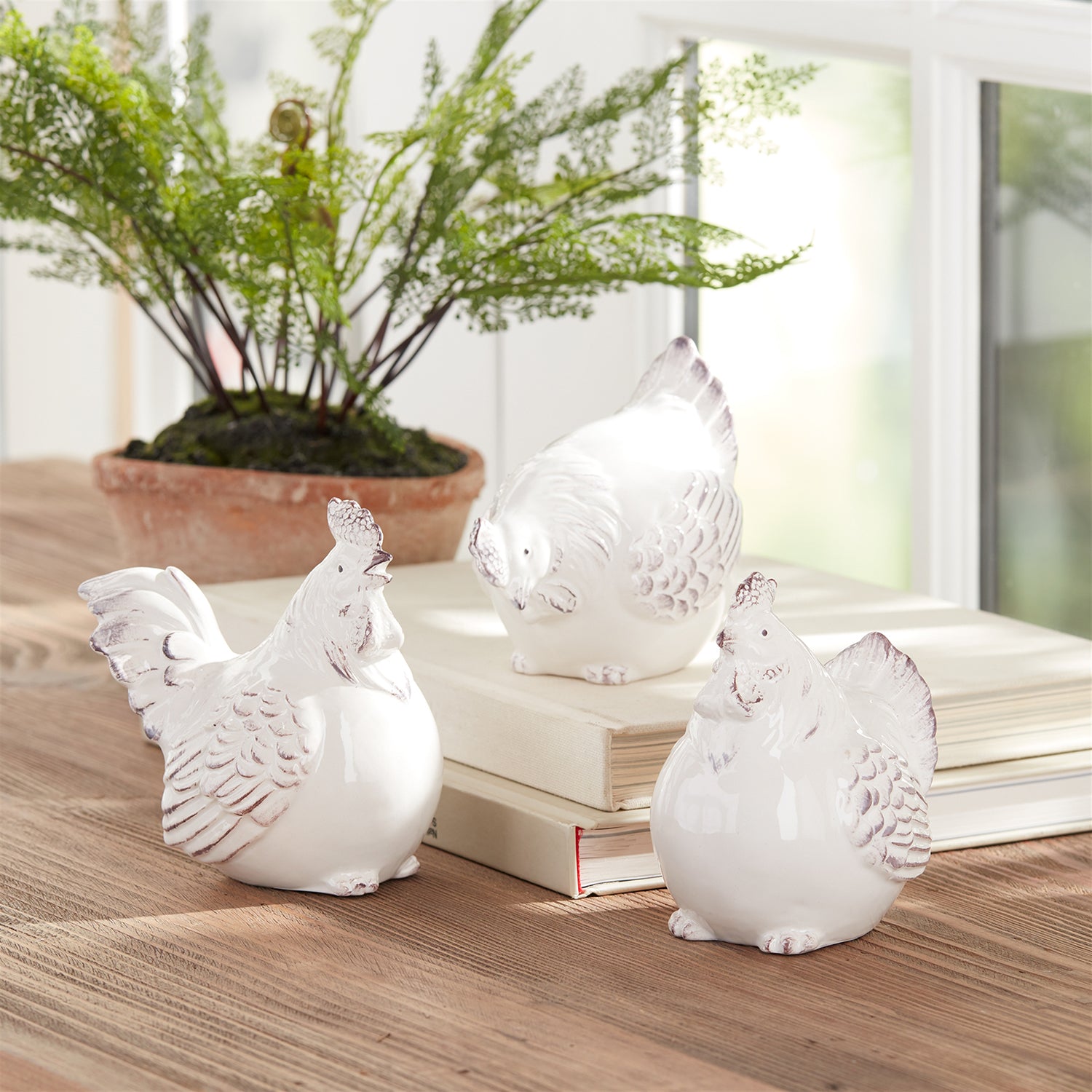 Ceramic Chicken Decor Set of 6