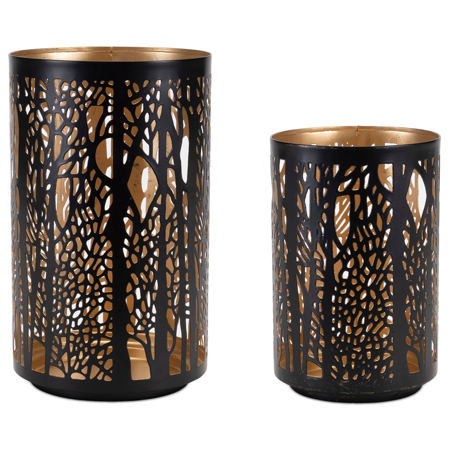 Forest Trees Punched Candle Holder Set of 2