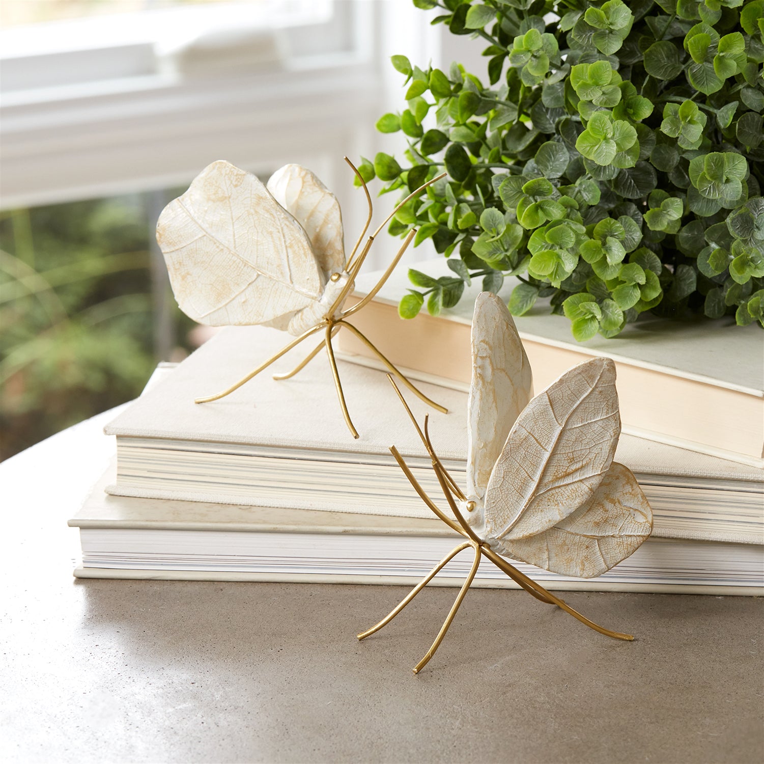 Leaf Butterfly Shelf Sitter Set of 2