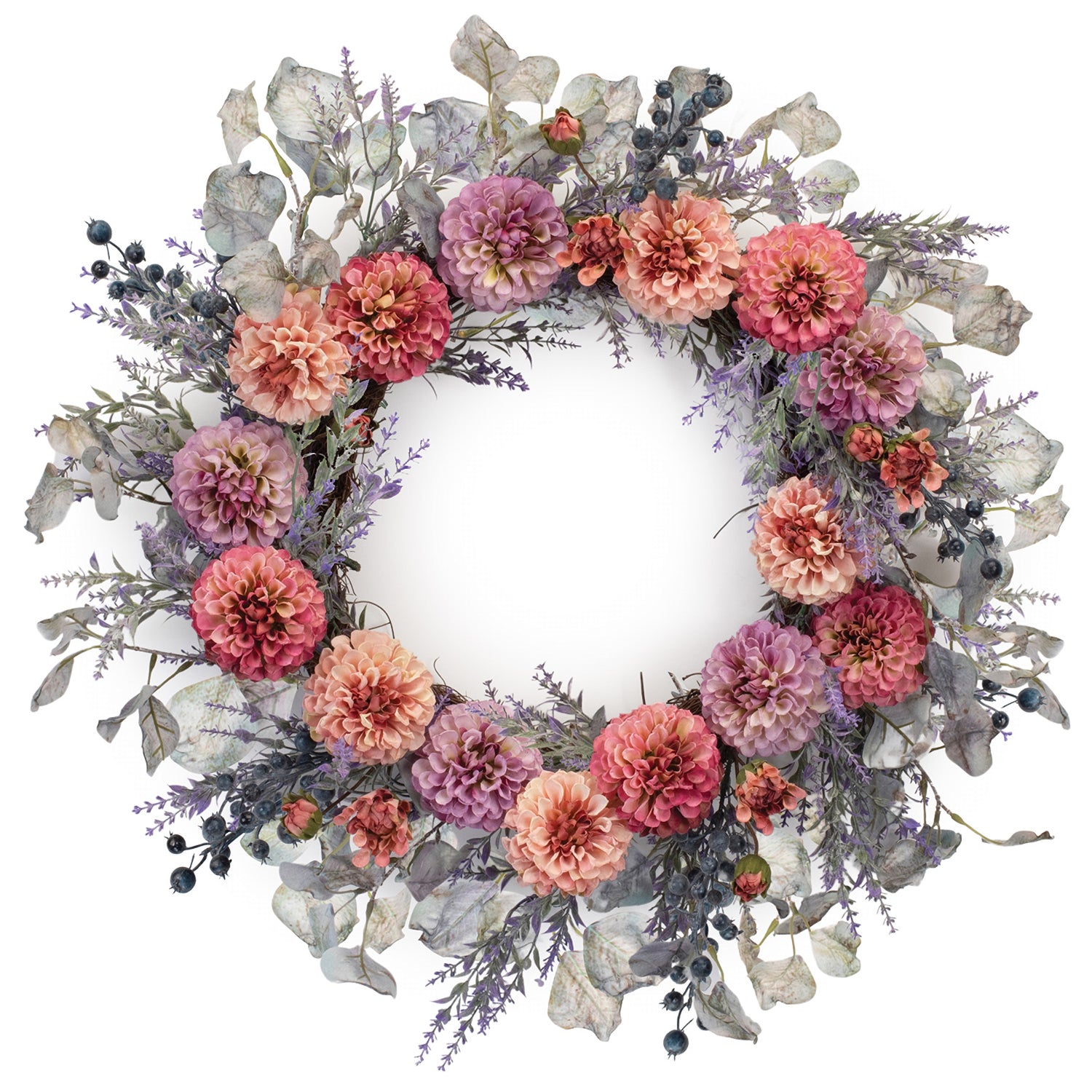 Mixed Zinnia Floral Wreath