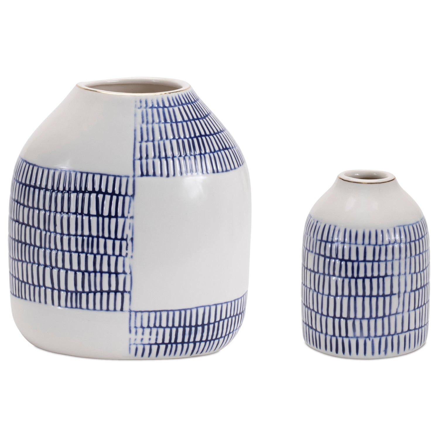 Etched Ceramic Bud Vase Set of 2