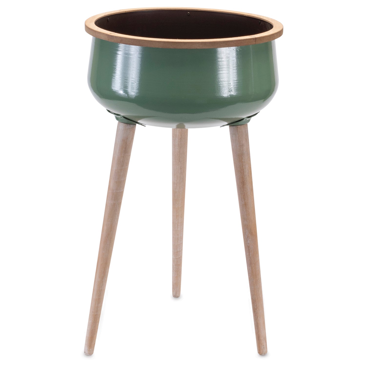 Metal Planter with Wood Legs