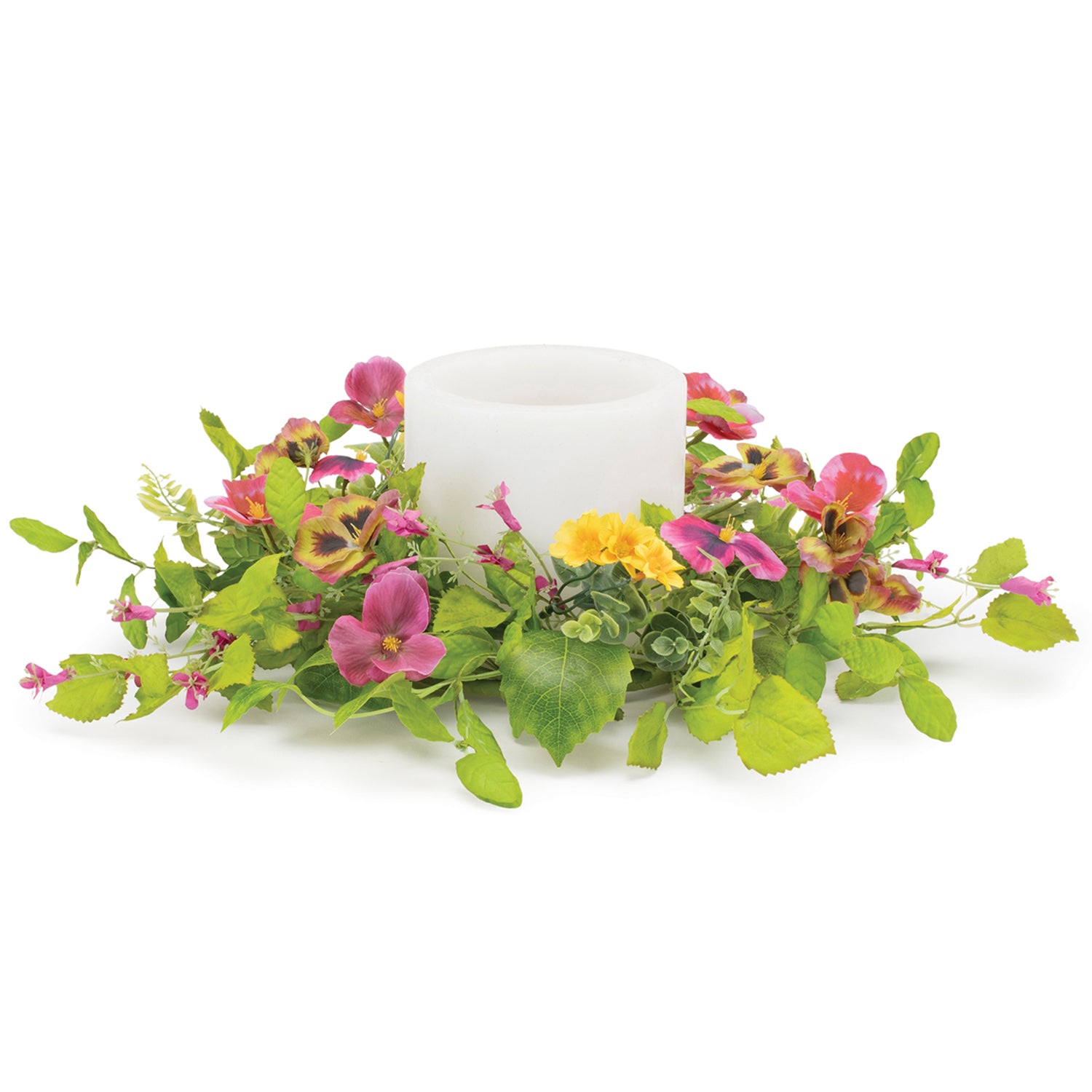 Mixed Pansy Floral Candle Ring