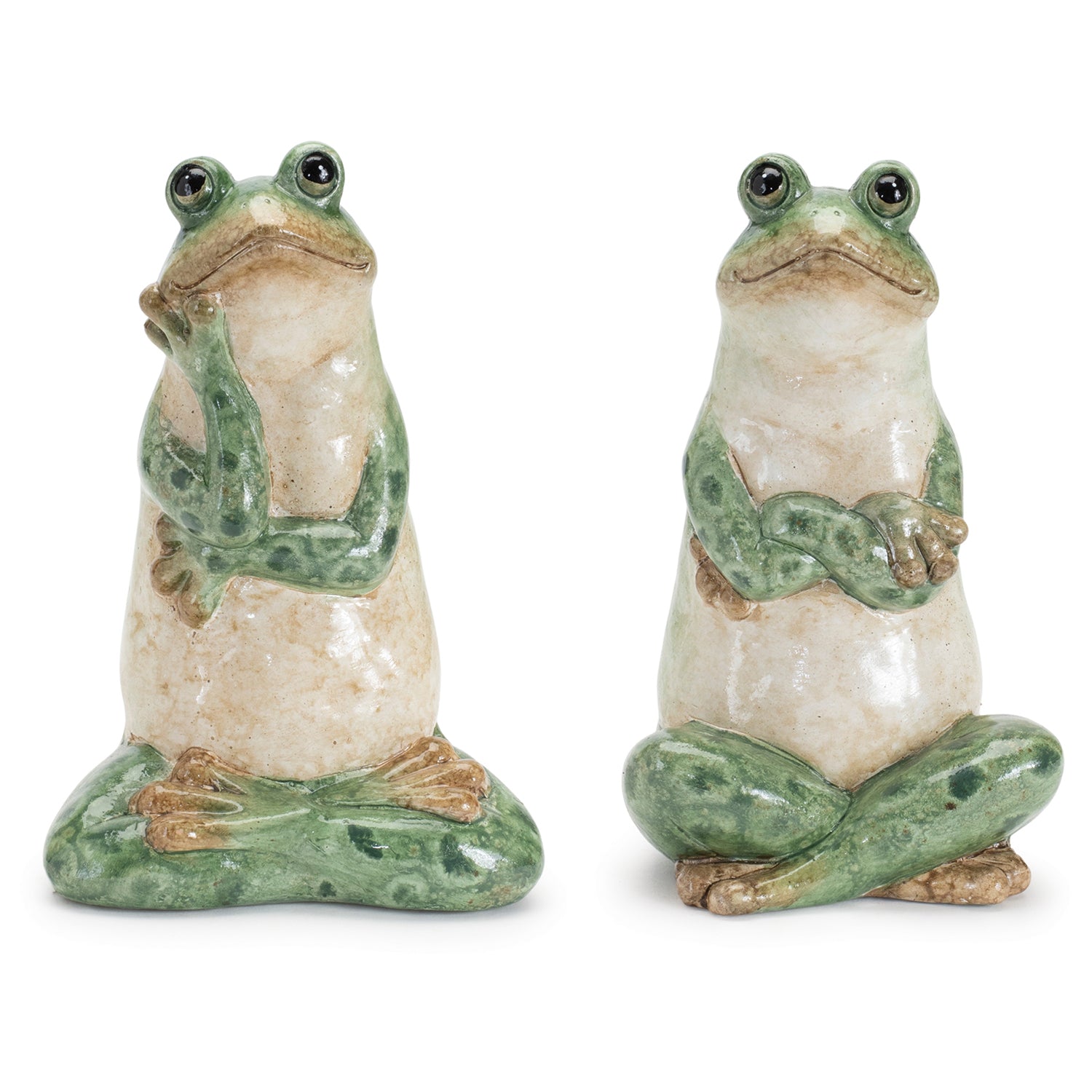 Ceramic Garden Frog Statue Set of 2