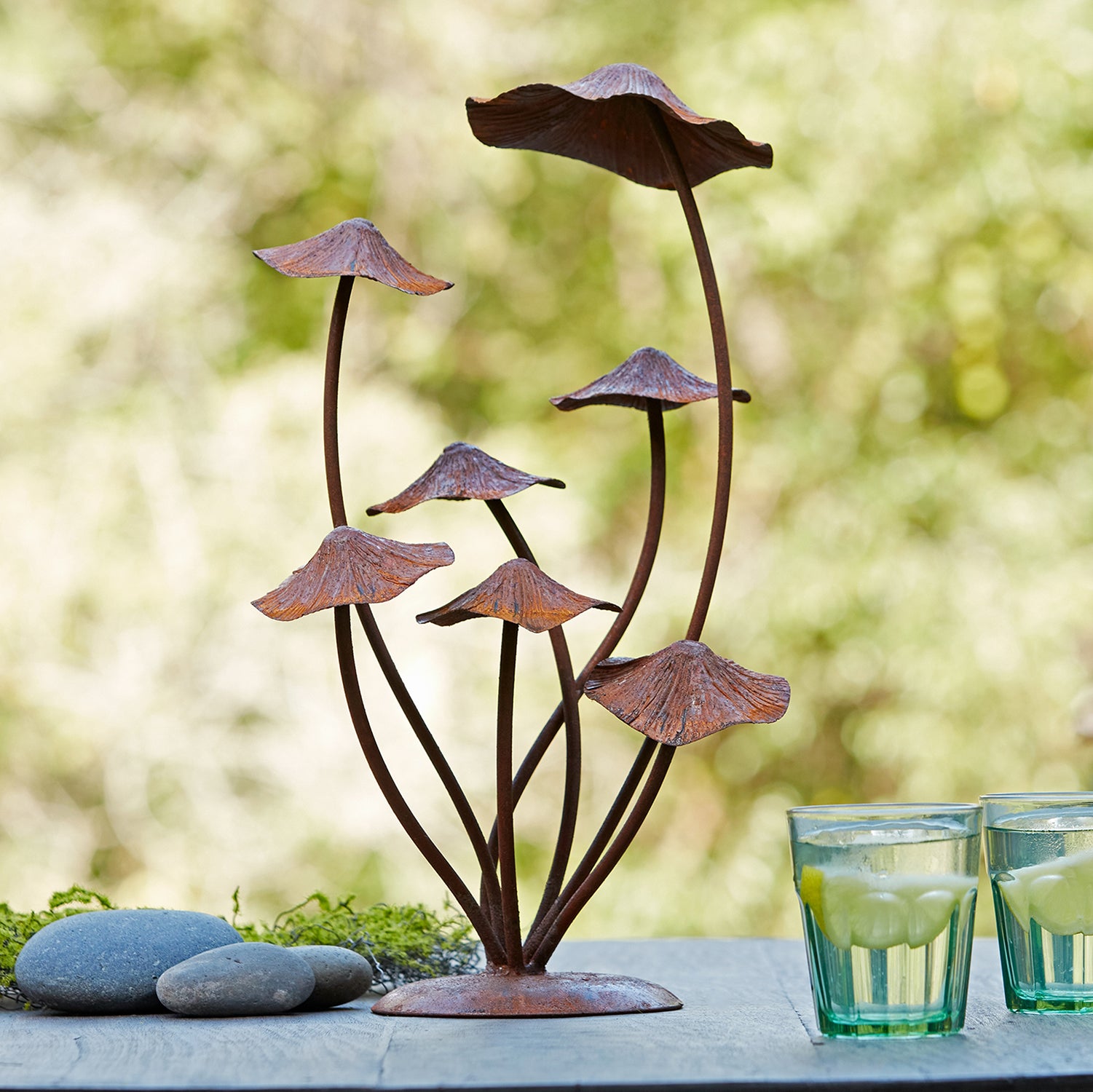 Bronze Metal Mushroom Garden Accent