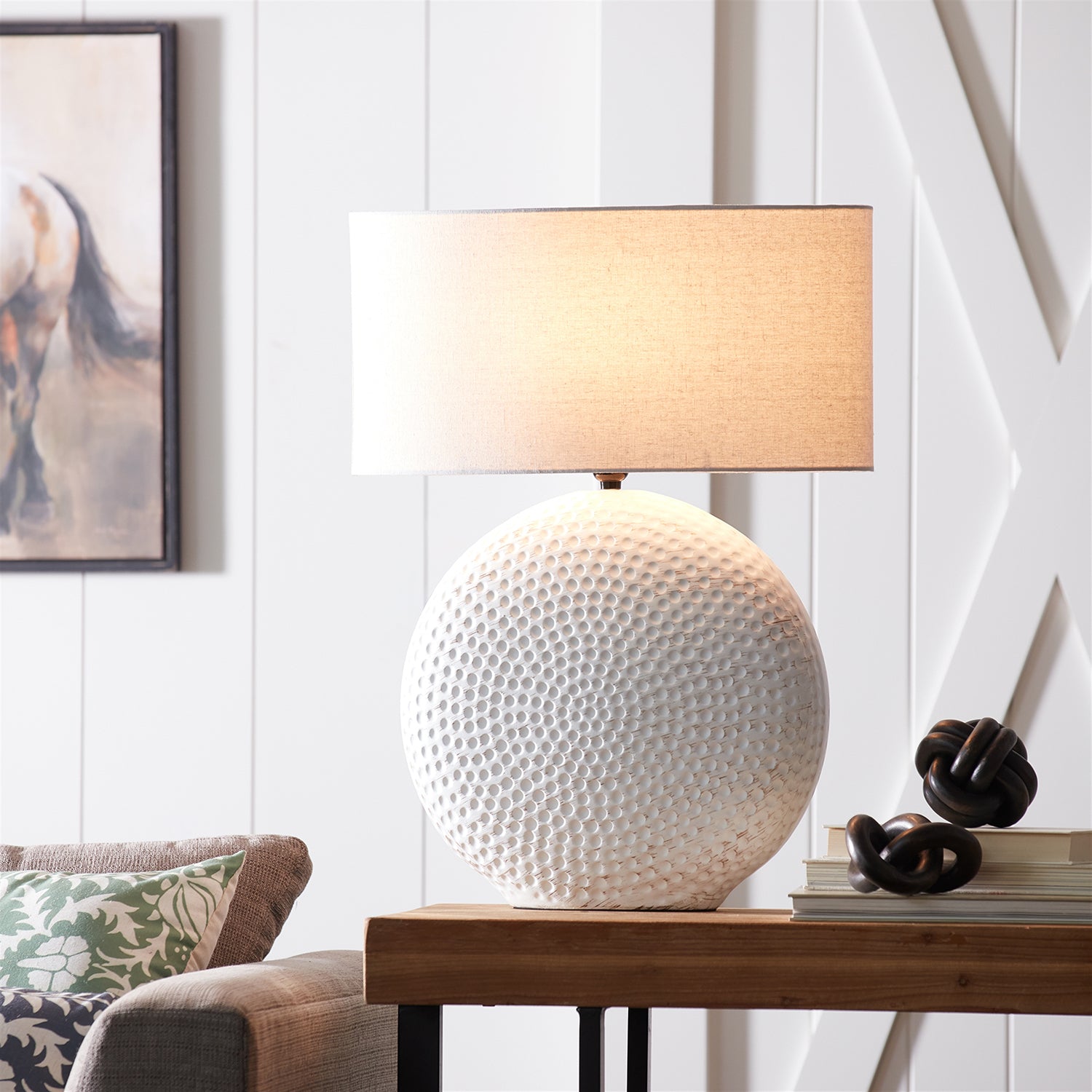 Notched Ceramic Table Lamp