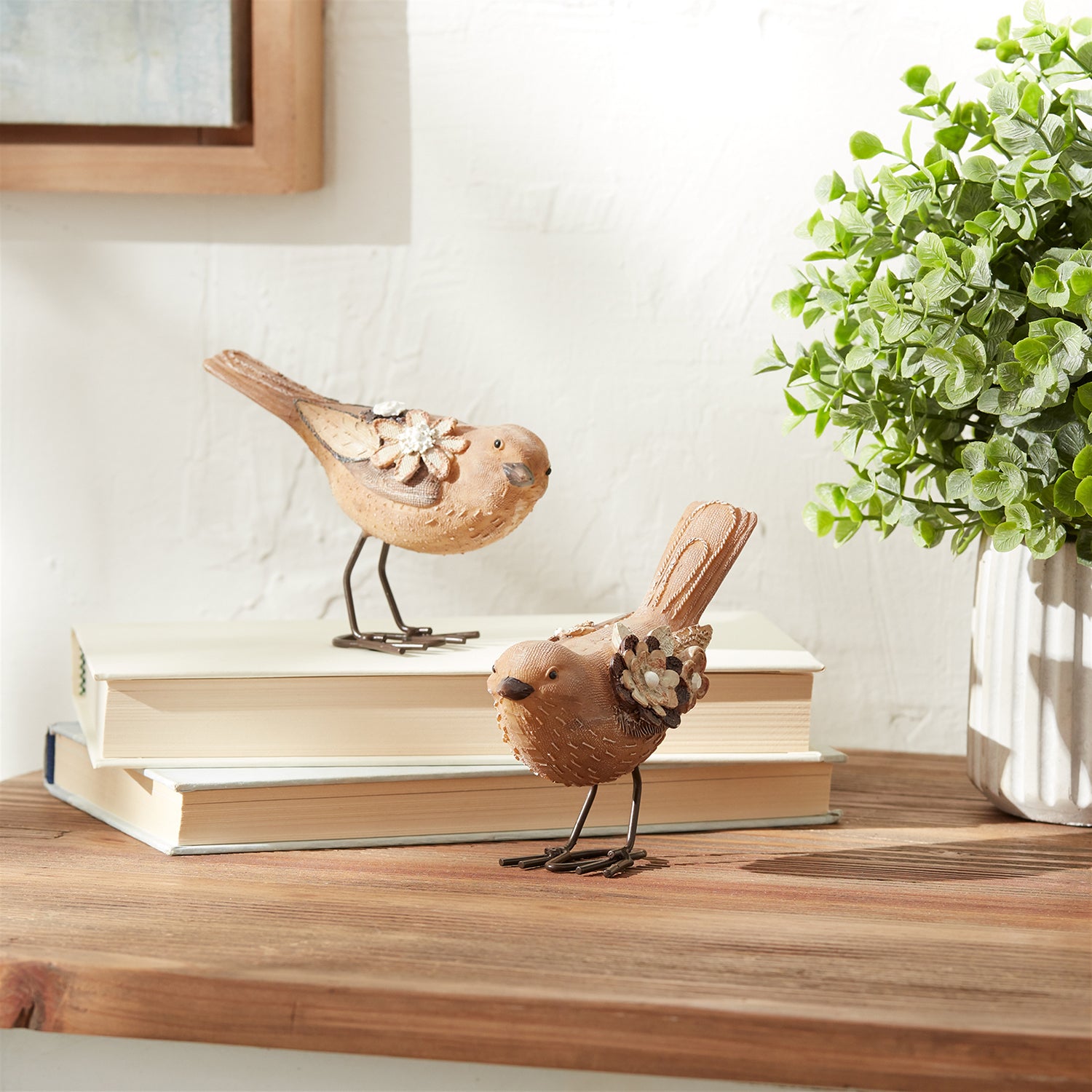 Floral Bird Figurine Set of 2