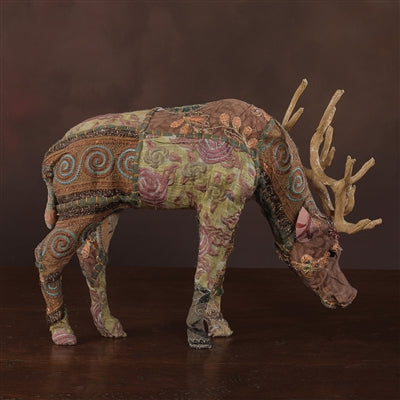 Bavarian Forest Stag Grazing Sculpture