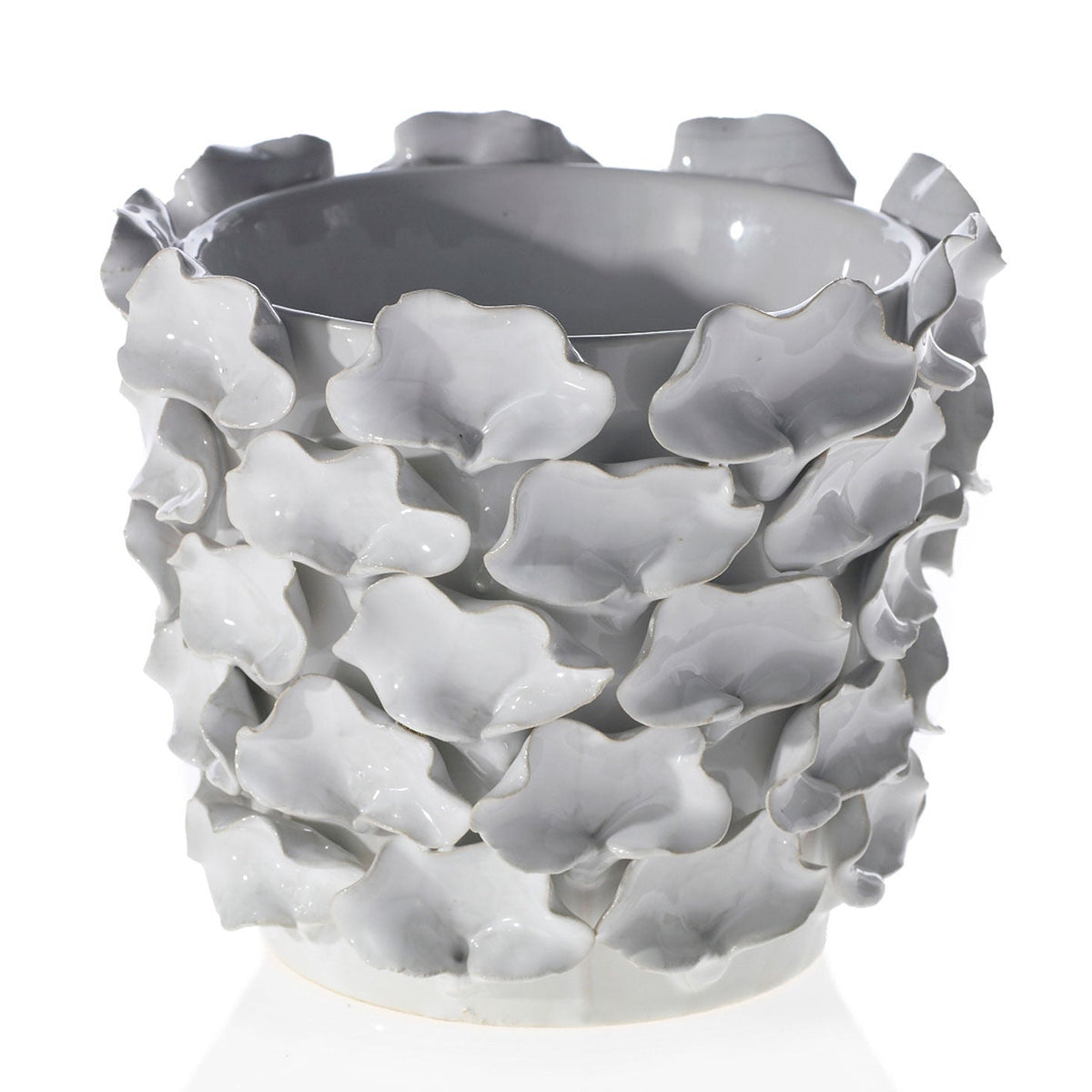 Mandy Pot detail view, white ceramic planter