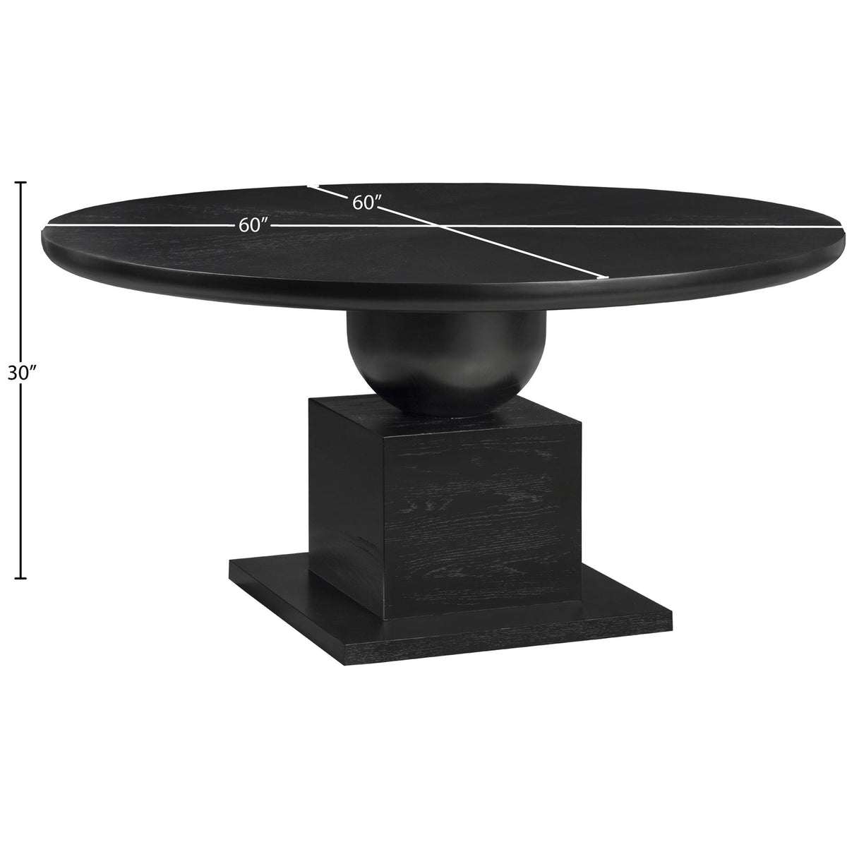 Rishal 60in Black Solid Wood And Oak Veneer Dining Table