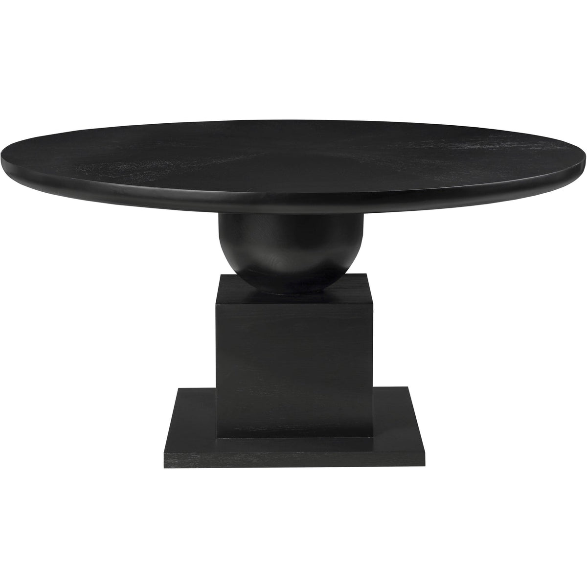 Rishal 60in Black Solid Wood And Oak Veneer Dining Table