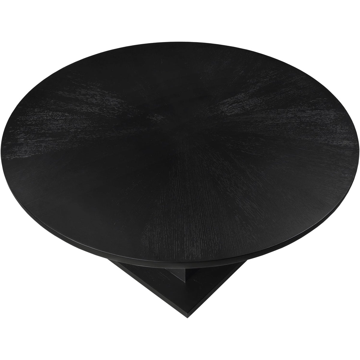 Rishal 60in Black Solid Wood And Oak Veneer Dining Table