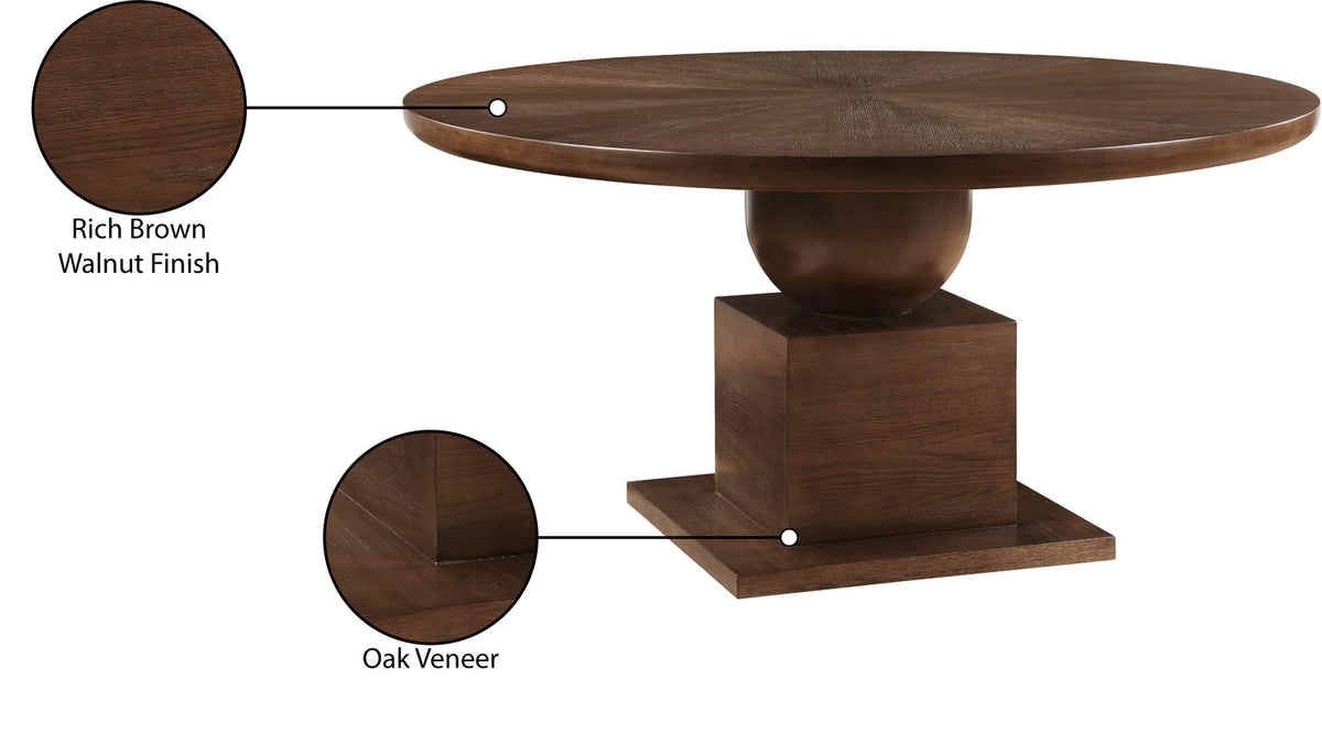 Rishal 60in Brown Solid Wood And Oak Veneer Dining Table