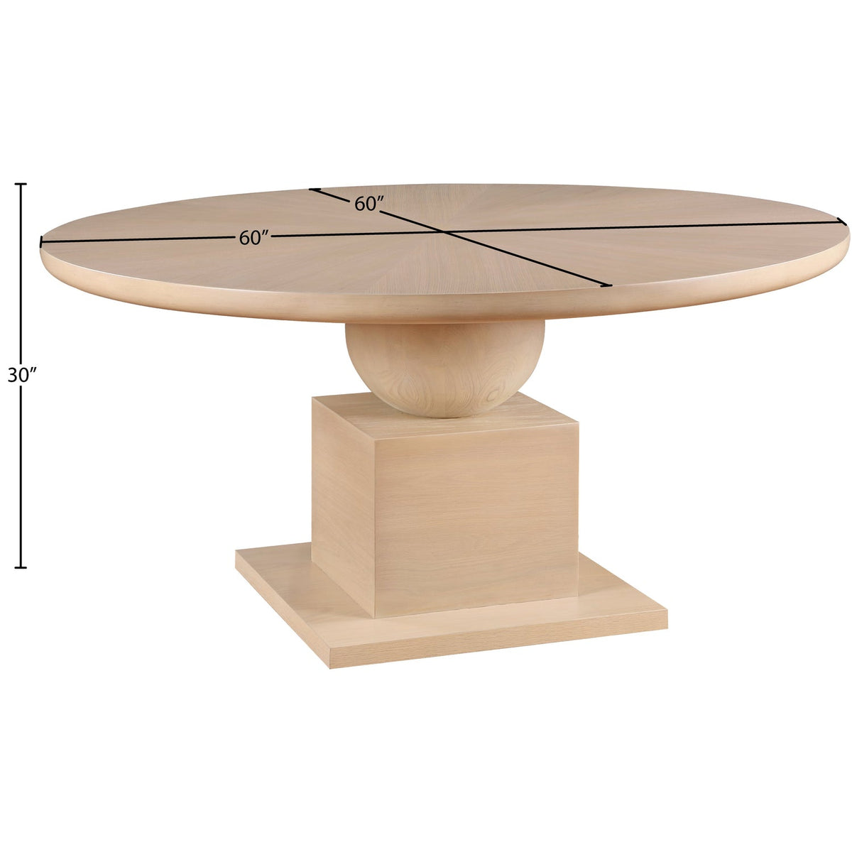 Rishal 60in Natural Solid Wood And Oak Veneer Dining Table