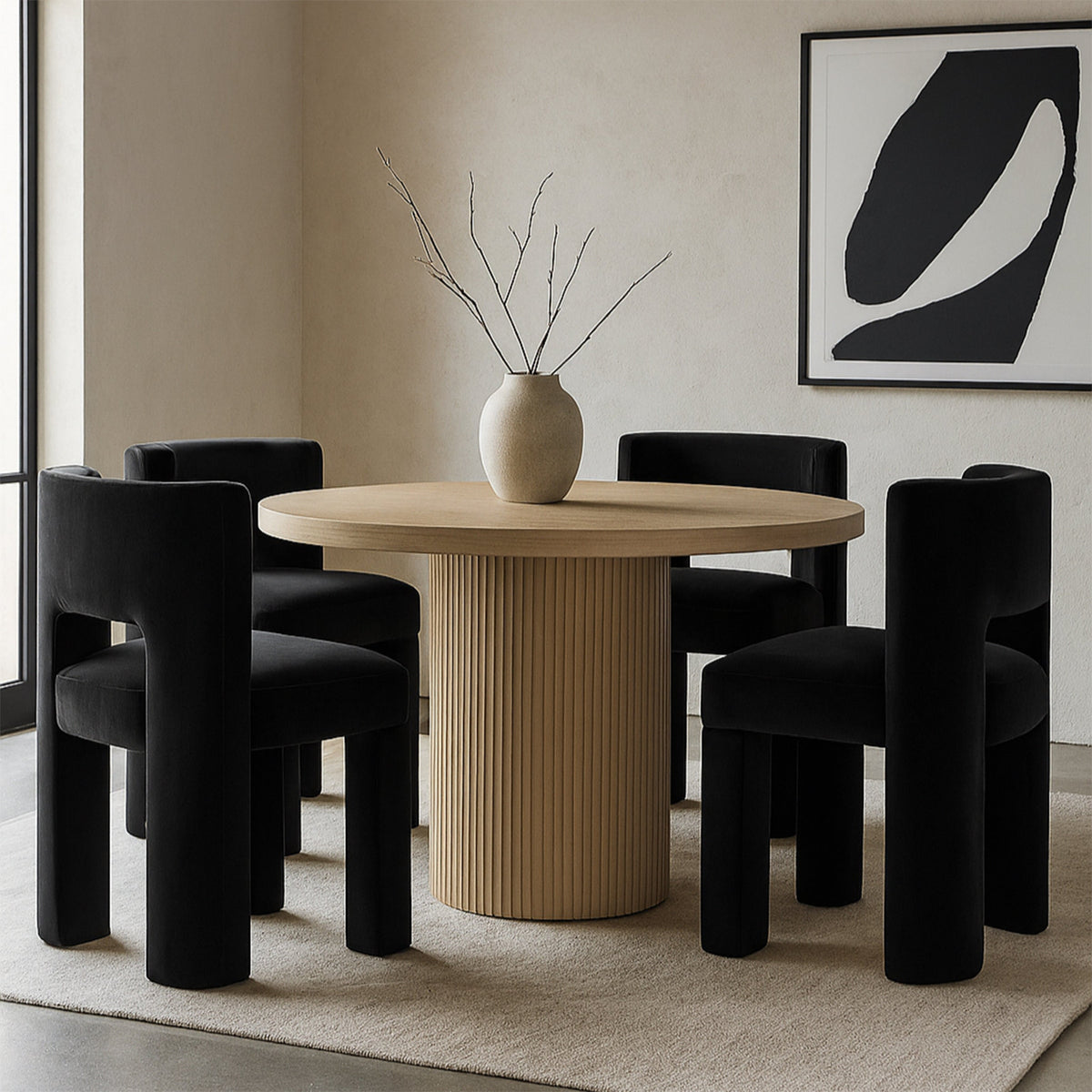 Zuno Black Velvet Performance Fabric Upholstered Dining Chair Set of 2