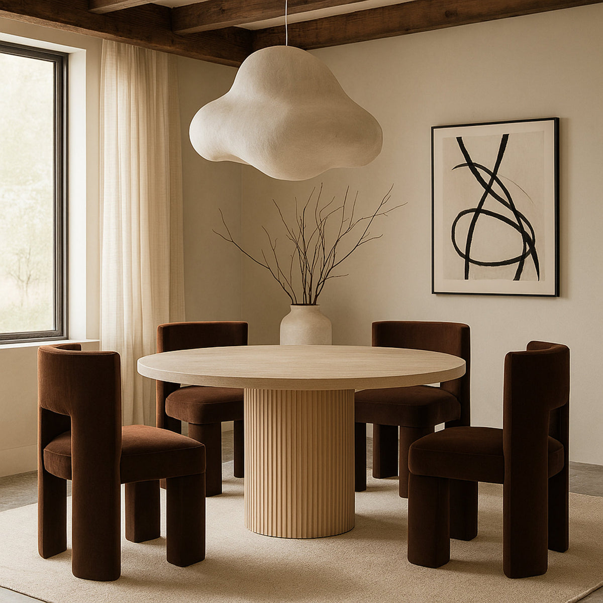 Zuno Brown Velvet Performance Fabric Upholstered Dining Chair Set of 2