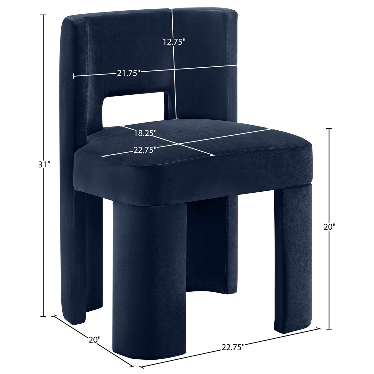 Zuno Navy Velvet Performance Fabric Upholstered Dining Chair Set of 2
