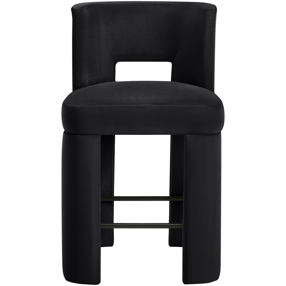 Zuno Black Velvet Performance Fabric Upholstered Counter Stool Set of 2