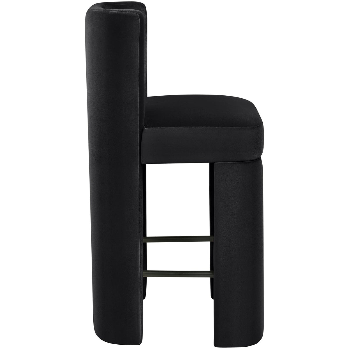 Zuno Black Velvet Performance Fabric Upholstered Counter Stool Set of 2